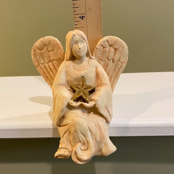 Vintage Christmas Angel Shelf Sitter Figurine Holding Star Holiday Home Decor - Picture 3 of 13